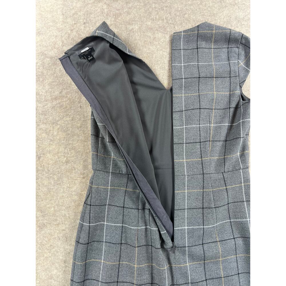 Ann Taylor Windowpane Plaid Sheath Dress Gray Women's Size 4 Petite - Picture 7 of 9